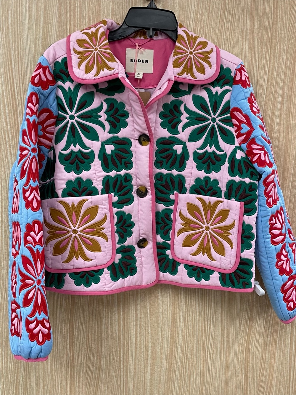 NWT Boden Pink Multi Applique Jacket Size 10